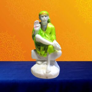 Sai Baba Idol 4 Inch ( Green Robe) + Baba Prasadham